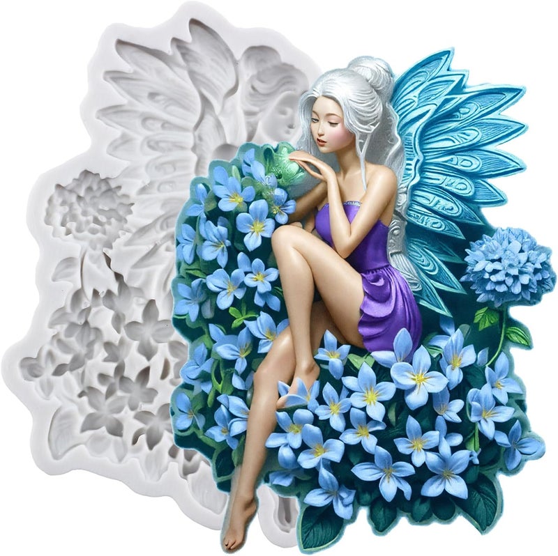 TAOXIBEI Baroque Flower Fairy Silicone Mold Fairy Polymer Clay Molds for DIY Crafts Epoxy Resin Casting Air Dry Polymer Clay Plaster Jewelry Making - Image 1